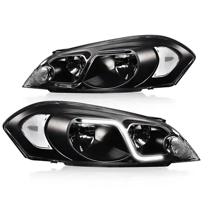 Black Clear Headlight/lamp Pair Fit For 2006-2016 Chevy Impala [led Drl]  • $83