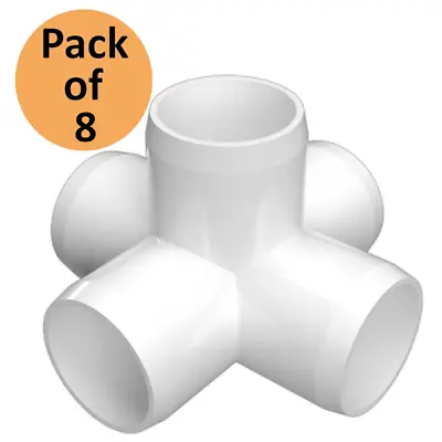 PVC FORTS 1/2 Inch 5 Way Tee PVC Fitting Elbow Connector White (Pack Of 8) • $15.99