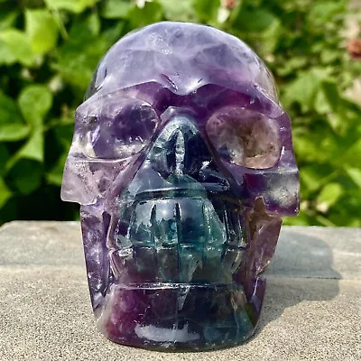 2.8LB Natural Fluorite Skull Quartz Manual Sculpture Crystal Skull Healing. • $0.99