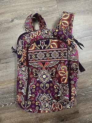 VERA BRADLEY Backpack Bookbag In Safari Sunset Purple Colorful Adjustable • $10.99