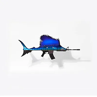 Sailfish AR15 Sticker Marlin Fish Fishing AR Rifle Gun Car Vehicle Window Decal • $3.49