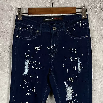 Freestyle Revolution Womens Bleach Splatter Skinny Jeans Size 3 Stretch Distress • $12.91
