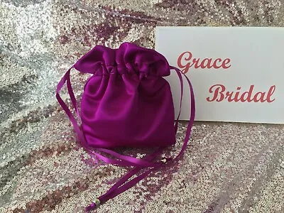 £4.99 • Buy VIOLET SATIN DOLLY BAG BRIDAL BRIDESMAID PROM FLOWER GIRL  **free Swatches**