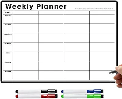 Magnetic Weekly Meal Planner Fridge Calendar Whiteboard Dry Erase Memo Board • £11.95