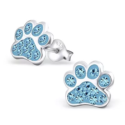 £6.95 • Buy 925 Sterling Silver Studs Earrings Paw Print Dog Cat Leopard Gift Boxed