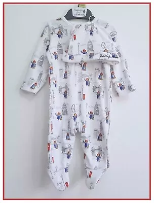 Mothercare Baby Unisex Newborn White Paddington Bear Babygrow & Hat 2pc Set NEW • £12.99