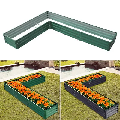 Galvanised Garden Raised Bed Planter Grow Container Pot Rectangular/Step/L-Shape • £42.95