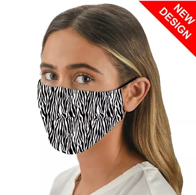 Snoozies! Zebra Print Adult Adjustable Washable Reusable Face Mask Covering • £1.99