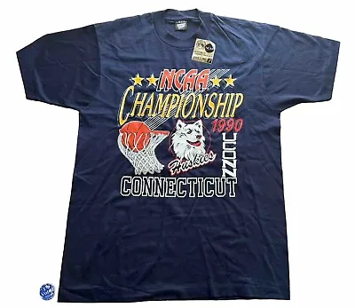 Vintage UCONN Huskies Basketball 1990 National Champions Adult Large Shirt NEW • $49.99