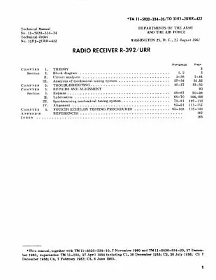 Collins R392 / Urr Radio Receiver 209 Page Technical Manual • $29.95