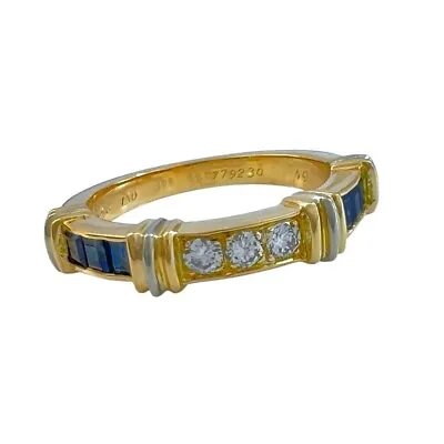 Cartier Vintage Sapphire Diamond 18k Yellow Gold Contessa Ring Size 49 • $4546.15