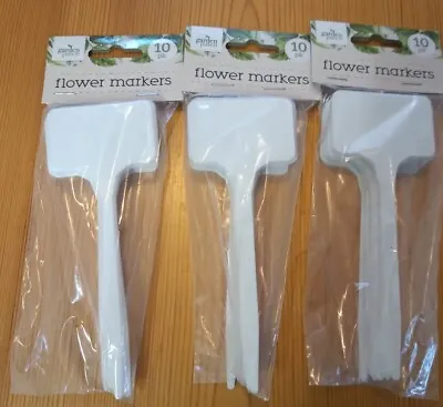 30 Plastic Plant Labels Garden Markers T Type Gardening Name Tags Flowers Pots • £7.95