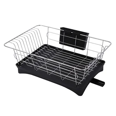 Large Kitchen Sink Dish Drainer Rack With Drip Tray And Plate Cutlery Holder • $41.39