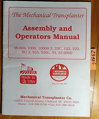 Mechanical Transplanter 1000 100B3 22C 122 222 SU33 525 550L 33 336000 Manual • $20