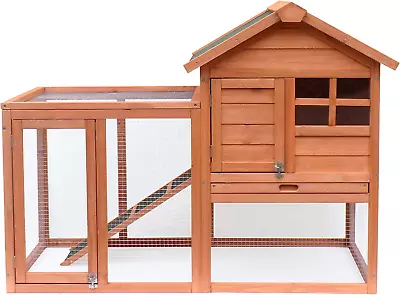 Rabbit Hutch Indoor And Outdoor Bunny Cage 2 Story Pet House Chicken Coop • £189.75
