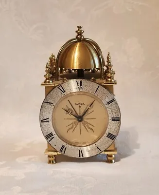 Vintage Heavy Wind-Up Brass Swiza 8 Day Alarm Clock Switzerland  • $150