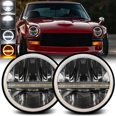 Pair 7inch Round LED Headlights Halo DRL Hi/Lo DOT 7  For Datsun 280ZX 240Z 260Z • $87.58