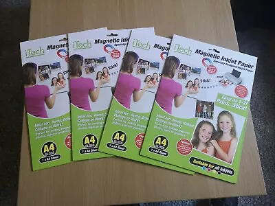 £9.99 • Buy ITech A4 MAGNETIC PHOTO GLOSS PAPER SUITABLE FOR ALL INKJET PRINTERS X 4