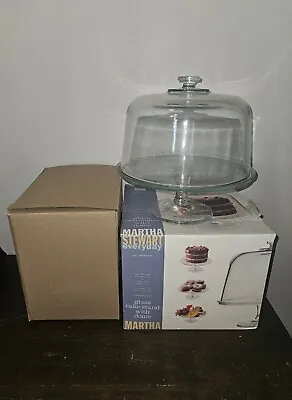 Vintage Martha Stewart Glass Cake Stand With Dome With Box • $129.99