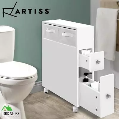 Artiss Bathroom Storage Toilet Cabinet Caddy Holder Drawer Basket With Wheels • $91.44