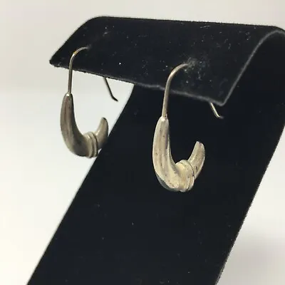 Vintage 925 Sterling Silver Teardrop Crescent Drop Dangle Earrings 6.9 Grams • $15.99