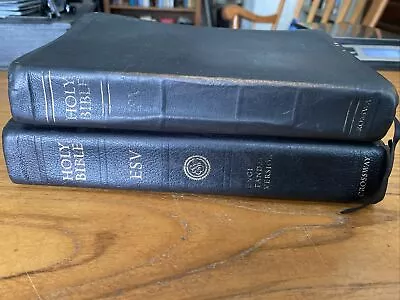 Lot Of 2 Vintage Holy Bible ESV Crossway ~ Genuine Leather ~ Set Of 2 • $26.79