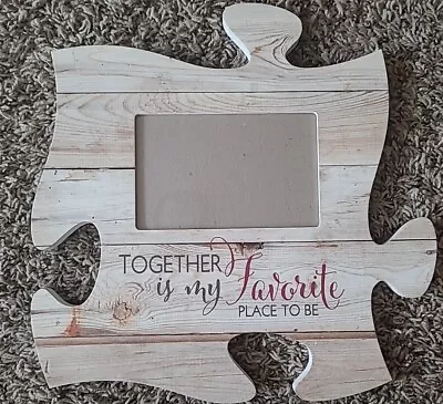 P Graham Dunn Distressed Wood 12x12 'Together Is My' Puzzle Piece Wall Frame NEW • $23.90