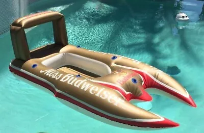 Vtg. MISS BUDWEISER Hydro Foil Boat Inflatable 1987. NEW. Gold/Red • $275