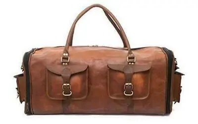 Men's Genuine Leather Luggage Gym Weekend Overnight Duffle Bag Large Holdall 30  • $135.38