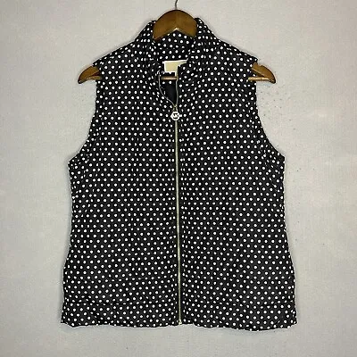 MICHAEL Michael Kors Womens Polka Dot Full Zip Puffer Vest L Polyester Pockets • $8.09
