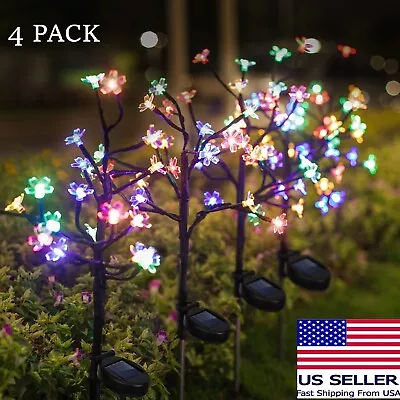 $24.99 • Buy 4 Pack Solar Outdoor Yard LED Flowers Lights Decorative Colored Solar Garden