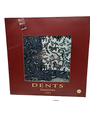 Dents 100% Silk Scarf Womens Black Grey White Animal Hunting Asian African Lion • £11.99