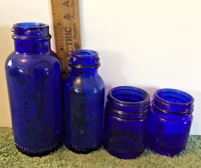 Lot Of 4 Small Vintage Cobalt Blue Bottles • $10