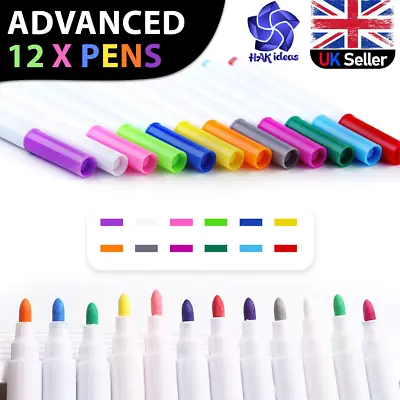 12 Colour Liquid Chalk Pens Marker Glass Windows Blackboard Plastic Pen For Kids • £3.79