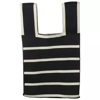 Wide Stripe Reusable Shopping Bags Knit Handbag Plaid Tote Bag Knot Wrist Bag • $15.36