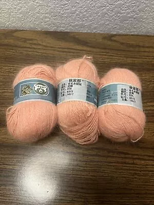 Lot Of 3 Long Plush Mink Cashmere Yarn 50g Long Hand Knitting Pink #837 • $15.99