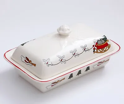 Mason's Christmas Village Covered Butter Dish Made In England Excellent! • $230