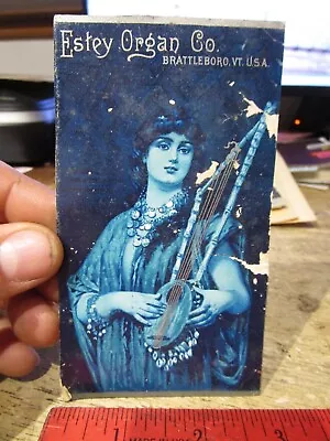 Antique Old Victorian Era Trade Card Brattleboro Vermont Estey Organ Co. Lute • $29.99