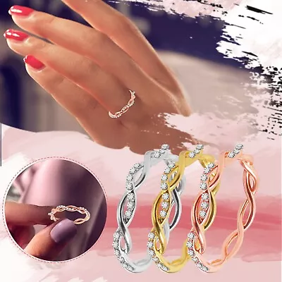 Women Ring Rhinestone Wedding Jewelry Rings Size 5-11 Alloy Gift Finger • $1.10