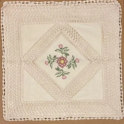 Cream Lace Floral Embroidery Antique Cushion Covers Two Pack 40cm X 40cm Vintage • £12.99