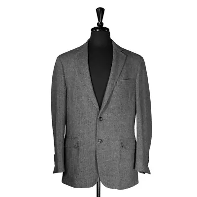 Brooks Brothers Mens Blazer Gray Herringbone Wool Regent Jacket Sport Coat 40S • $59.99