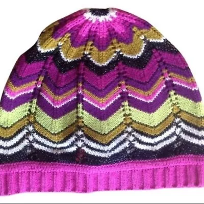 MISSONI For Target Pink & Purple Chevron Zig Zag Knit Beanie Hat • $28