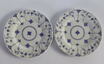 Pair Of 2 Churchill Finlandia 8  Salad Plates Blue Ehote Swirl Edges MYOTT • $35