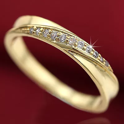 $7.97 • Buy 18k Gold Gf Infinity Twisted Pave Simulated Diamond Engagement Wedding Band Ring