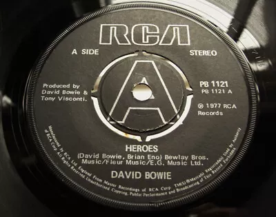 David Bowie Mega Rare Black 'a' Label Heroes / V-2 Schneider Uk 7  Single • £599