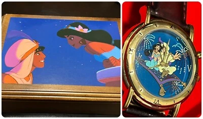 $89.98 • Buy VINTAGE Disney Aladdin FOSSIL Watch & Collector Music Box Limited Ed 7500 1990s