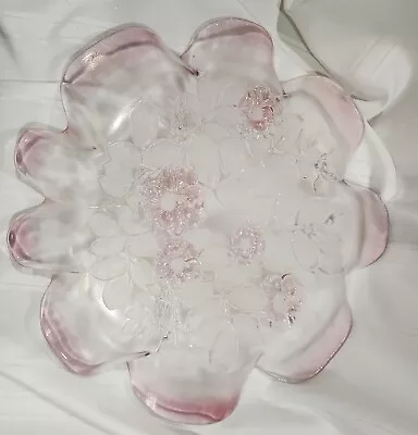 Mikasa Rosella Rose Pattern Pink Frosted 17  PLATTER Excel Cond VTG Discontinued • $20