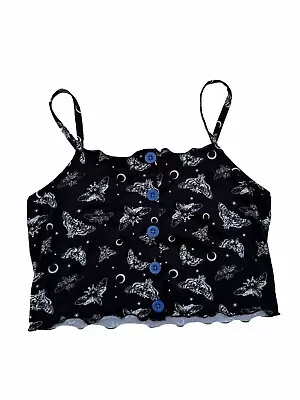 Hot Topic Moth Print Button Up Crop Top Size Medium • $12