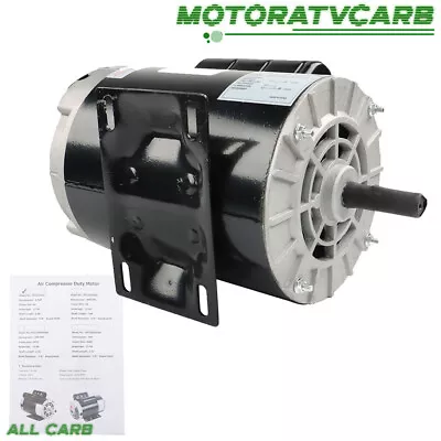 ALL-CARB Electric Motor 3.7 HP 3450 RPM Compressor Duty 1 Phase 5/8  Shaft 230 V • $170.49