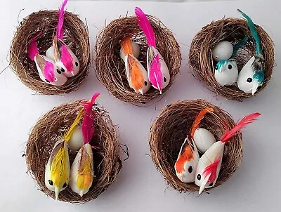 Artificial Mini Birds With Nest For Decoration For Home  School Models (Pack-6) • $87.44